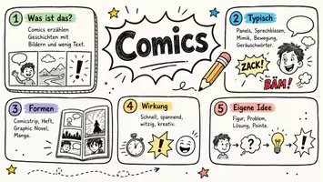 Vorschau - Arbeitsblätter - Lernposter + Arbeitsblätter zum Thema "Comic" + Lösung & Fragen & MP3 + Mindmap + Infografik - Seite 2