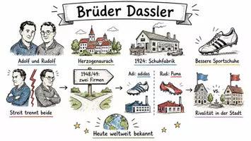 Vorschau - Arbeitsblätter - Lernposter + Arbeitsblätter zum Thema "Brüder Dassler" + Lösung & MP3 + Mindmap + Infografik - Seite 2