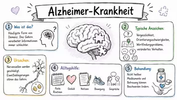 Vorschau - Arbeitsblätter - AB mit Fragen zum Thema "Alzheimer-Krankheit" + Lösungsblatt + Infografik - Seite 1