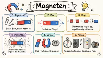 Vorschau - Arbeitsblätter - AB mit Fragen zum Thema "Magnet" + Lösungsblatt + Mindmap + Infografiken - Seite 1