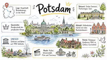 Vorschau - Arbeitsblätter - AB mit Fragen zum Thema "Potsdam" + Lösungsblatt + Infografik - Seite 1