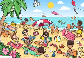 Vorschau - Arbeitsblätter - Sommer und Strand Wimmelbild – Deutsch, DaZ und DaF | Sprechen, Schreiben und Wortschatz - Seite 3
