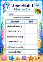 Vorschau - Arbeitsblätter - Zahlen schreiben bis 1000 | Mathematik Klasse 3 | 6 Arbeitsblätter als PDF - Seite 1