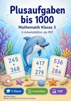 Vorschau - Arbeitsblätter - Plusaufgaben bis 1000 | Mathematik Klasse 3 | 6 Arbeitsblätter als PDF - Deckblatt