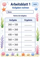 Vorschau - Arbeitsblätter - Plusaufgaben bis 1000 | Mathematik Klasse 3 | 6 Arbeitsblätter als PDF - Seite 1