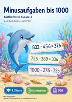 Vorschau - Arbeitsblätter - Minusaufgaben bis 1000 | Mathematik Klasse 3 | 6 Arbeitsblätter als PDF - Deckblatt