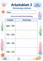 Vorschau - Arbeitsblätter - Minusaufgaben bis 1000 | Mathematik Klasse 3 | 6 Arbeitsblätter als PDF - Seite 3