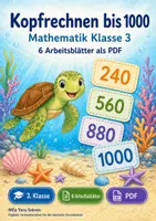 Vorschau - Arbeitsblätter - Kopfrechnen bis 1000 | Mathematik Klasse 3 | 6 Arbeitsblätter als PDF - Deckblatt