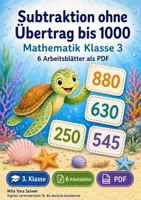 Vorschau - Arbeitsblätter - Subtraktion ohne Übertrag bis 1000 | Mathematik Klasse 3 | 6 Arbeitsblätter als PDF - Deckblatt