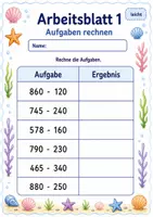 Vorschau - Arbeitsblätter - Subtraktion ohne Übertrag bis 1000 | Mathematik Klasse 3 | 6 Arbeitsblätter als PDF - Seite 1