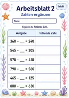 Vorschau - Arbeitsblätter - Subtraktion ohne Übertrag bis 1000 | Mathematik Klasse 3 | 6 Arbeitsblätter als PDF - Seite 2