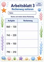 Vorschau - Arbeitsblätter - Subtraktion ohne Übertrag bis 1000 | Mathematik Klasse 3 | 6 Arbeitsblätter als PDF - Seite 3