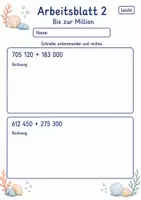 Vorschau - Arbeitsblätter - Schriftliche Addition großer Zahlen | Mathematik Klasse 4 | 6 Arbeitsblätter als PDF - Seite 2