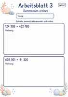 Vorschau - Arbeitsblätter - Schriftliche Addition großer Zahlen | Mathematik Klasse 4 | 6 Arbeitsblätter als PDF - Seite 3
