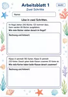 Vorschau - Arbeitsblätter - Mehrschrittige Sachaufgaben | Mathematik Klasse 3 | 6 Arbeitsblätter als PDF - Seite 1