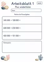 Vorschau - Arbeitsblätter - Wiederholung Plus Minus Klasse 4 | Mathematik Klasse 4 | 6 Arbeitsblätter als PDF - Seite 1