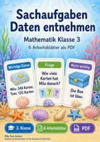 Vorschau - Arbeitsblätter - Sachaufgaben Daten Entnehmen | Mathematik Klasse 3 | 6 Arbeitsblätter als PDF - Deckblatt