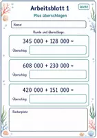 Vorschau - Arbeitsblätter - Überschlagen große Zahlen | Mathematik Klasse 4 | 6 Arbeitsblätter als PDF - Seite 1