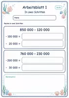 Vorschau - Arbeitsblätter - Halbschriftlich subtrahieren große Zahlen | Mathematik Klasse 4 | 6 Arbeitsblätter als PDF - Seite 1