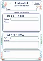 Vorschau - Arbeitsblätter - Halbschriftlich subtrahieren große Zahlen | Mathematik Klasse 4 | 6 Arbeitsblätter als PDF - Seite 2
