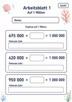 Vorschau - Arbeitsblätter - Ergänzen auf 1 Million | Mathematik Klasse 4 | 6 Arbeitsblätter als PDF - Seite 1