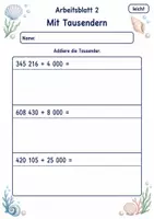 Vorschau - Arbeitsblätter - Addition großer Zahlen | Mathematik Klasse 4 | 6 Arbeitsblätter als PDF - Seite 2