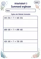 Vorschau - Arbeitsblätter - Addition großer Zahlen | Mathematik Klasse 4 | 6 Arbeitsblätter als PDF - Seite 3