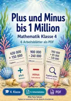 Vorschau - Arbeitsblätter - Plus und Minus bis 1 Million | Mathematik Klasse 4 | 6 Arbeitsblätter als PDF - Deckblatt