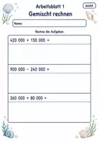 Vorschau - Arbeitsblätter - Plus und Minus bis 1 Million | Mathematik Klasse 4 | 6 Arbeitsblätter als PDF - Seite 1