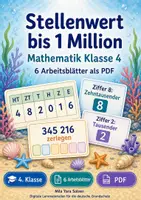 Vorschau - Arbeitsblätter - Stellenwert bis 1 Million | Mathematik Klasse 4 | 6 Arbeitsblätter als PDF - Deckblatt