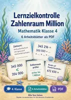 Vorschau - Arbeitsblätter - Lernzielkontrolle Zahlenraum Million | Mathematik Klasse 4 | 6 Arbeitsblätter als PDF - Deckblatt