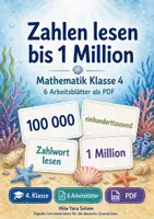 Vorschau - Arbeitsblätter - Zahlen lesen bis 1 Million | Mathematik Klasse 4 | 6 Arbeitsblätter als PDF - Deckblatt