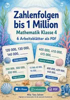Vorschau - Arbeitsblätter - Zahlenfolgen bis 1 Million | Mathematik Klasse 4 | 6 Arbeitsblätter als PDF - Deckblatt