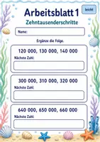 Vorschau - Arbeitsblätter - Zahlenfolgen bis 1 Million | Mathematik Klasse 4 | 6 Arbeitsblätter als PDF - Seite 1