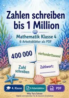 Vorschau - Arbeitsblätter - Zahlen schreiben bis 1 Million | Mathematik Klasse 4 | 6 Arbeitsblätter als PDF - Deckblatt
