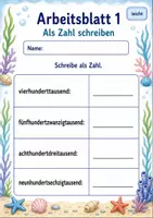 Vorschau - Arbeitsblätter - Zahlen schreiben bis 1 Million | Mathematik Klasse 4 | 6 Arbeitsblätter als PDF - Seite 1