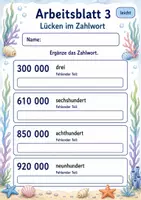 Vorschau - Arbeitsblätter - Zahlen schreiben bis 1 Million | Mathematik Klasse 4 | 6 Arbeitsblätter als PDF - Seite 3