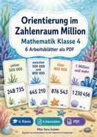 Vorschau - Arbeitsblätter - Orientierung im Zahlenraum Million | Mathematik Klasse 4 | 6 Arbeitsblätter als PDF - Deckblatt