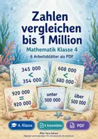Vorschau - Arbeitsblätter - Zahlen vergleichen bis 1 Million | Mathematik Klasse 4 | 6 Arbeitsblätter als PDF - Deckblatt