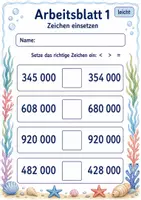 Vorschau - Arbeitsblätter - Zahlen vergleichen bis 1 Million | Mathematik Klasse 4 | 6 Arbeitsblätter als PDF - Seite 1