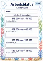 Vorschau - Arbeitsblätter - Zahlen vergleichen bis 1 Million | Mathematik Klasse 4 | 6 Arbeitsblätter als PDF - Seite 3