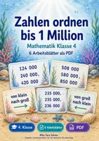 Vorschau - Arbeitsblätter - Zahlen ordnen bis 1 Million | Mathematik Klasse 4 | 6 Arbeitsblätter als PDF - Deckblatt