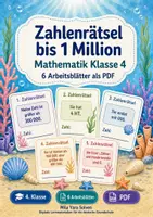 Vorschau - Arbeitsblätter - Zahlenrätsel bis 1 Million | Mathematik Klasse 4 | 6 Arbeitsblätter als PDF - Deckblatt