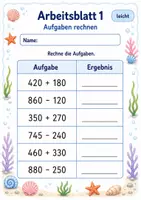 Vorschau - Arbeitsblätter - Plus und Minus bis 1000 | Mathematik Klasse 3 | 6 Arbeitsblätter als PDF - Seite 1