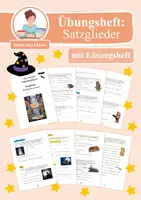 Vorschau - Arbeitsblätter - Übungsheft / Arbeitsheft: Satzglieder erkennen und bestimmen (mit Lösungen) - Deckblatt