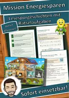 Vorschau - Mal- und Bastelvorlagen - Mission Energiesparen – Lesespurgeschichte mit Rätselaufgaben (Klasse 5) - Deckblatt