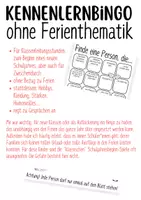Vorschau - Arbeitsblätter - Bingo - Kennenlernspiel ohne Ferienthematik (Klasse 5 und höher) - Deckblatt