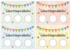 Vorschau - Mal- und Bastelvorlagen - Geburtstagsrubellos - Deckblatt