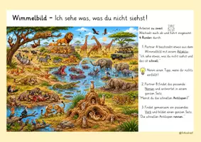 Vorschau - Arbeitsblätter - Wimmelbild Savanne - Wortarten unterscheiden - Seite 2