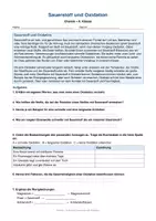 Vorschau - Arbeitsblätter - Arbeitsblatt Chemie Klasse 8 - Sauerstoff und Oxidation - Deckblatt